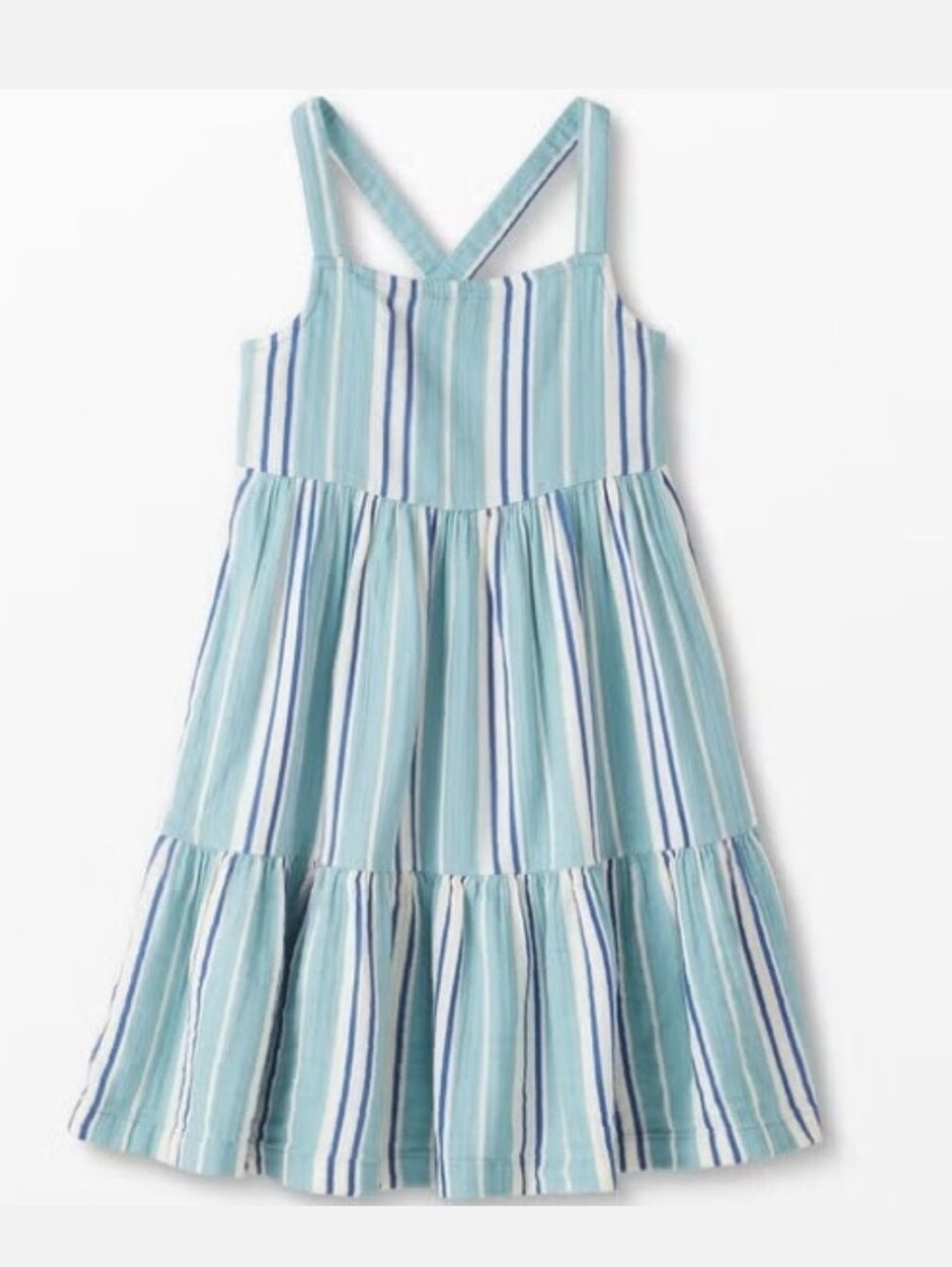 Hanna Andersson Cotton Muslin Twirl Tiered  Striped Sundress Dress Size 8